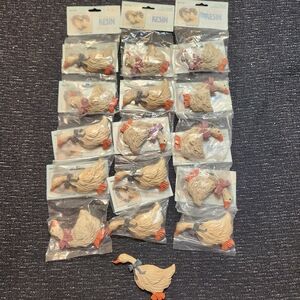 Resin French Goose Geese Blue Or Rose Bows In Package Lot Of 16 New Old Stock